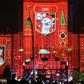 Pictures of candidates for the official mascot of the 2018 FIFA World Cup in Russia, including (L-R) a wolf, a cat and a tiger, are projected onto Moscow State University