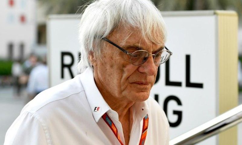 Former Formula One boss Bernie Ecclestone looks on in the paddock ahead of the Formula One Bahrain Grand Prix at the Sakhir circuit in the desert south of the Bahrain's capital, Manama, on April 14, 2017