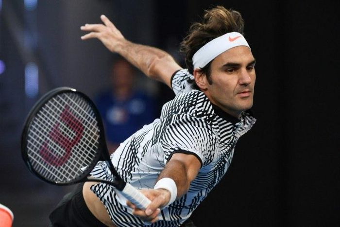 Switzerland's Roger Federer in action against Mischa Zverev of Germany in the Australian Open quarter-finals in Melbourne on January 24, 2017