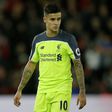 Liverpool's Brazilian midfielder Philippe Coutinho pictured during the English League Cup semi-final first leg against Southampton at St Mary's Stadium in Southampton, southern England on January 11, 2017