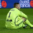 Lyon's French-Portuguese goalkeeper Anthony Lopes reacts at the end of the French Ligue 1 football match between Guingamp and Lyon on February 11, 2017 at the Roudourou stadium in Guingamp, western France