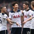 Tottenham Hotspur's striker Son Heung-Min (2L) celebrates scoring his team's second goal during the English FA Cup quarter-final football match against Millwall March 12, 2017