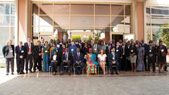 Minister for Communications Mrs Ursula Owusu Akuful in a group picture with the participants