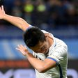Yuma Suzuki of Japan's Kashima Antlers celebrates his goal during the Club World Cup semi-final against Colombia's Atletico Nacional in Osaka on December 14, 2016
