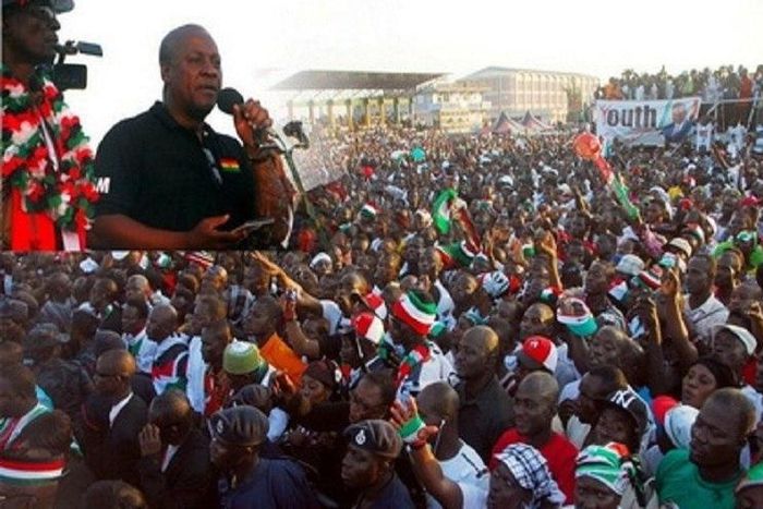 President Mahama addressing party supporters.