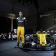 Renault Sport Formula One drivers Jolyon Palmer (L) and Nico Hulkenberg pose for photographers as Renault launch the R.S.17, their new car for the 2017, during a launch event at the Royal Horticultural Halls in London February 21, 2017