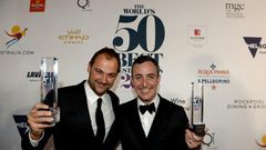 Daniel Humm and Will Guidara, whose New York eatery Eleven Madison Park was named world's best restaurant at an awards ceremony in Melbourne