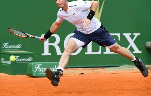Britain's Andy Murray hits a return to Luxembourg's Gilles Muller during the Monte-Carlo ATP Masters Series tournament in Monaco on April 19, 2017