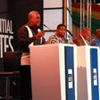 John Mahama with other flag bearers at IEA presidential debate in 2012