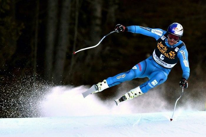 Norway's Aksel Lund Svindal competes in the Men's Downhill FIS Alpine World Cup in Selva di Val Gardena in the Italian Alps on December 17, 2016