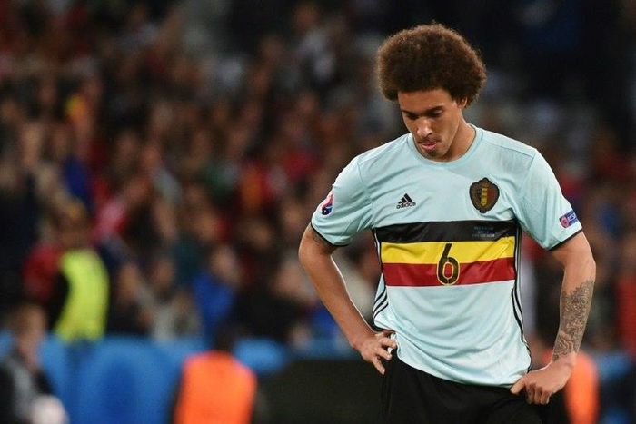 Axel Witsel reacts at the end of the Euro 2016 quarter-final football match between Wales and Belgium
