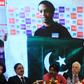 Pakistani cricket legend Javed Miandad (C) announces that Brazil's Ronaldinho, England's David James and Dutch star George Boateng will be among seven top former players to feature in exhibition games in Pakistan in July