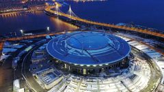 Krestovsky football stadium, also known as Zenit Arena, under construction for the 2018 FIFA World Cup, pictured in Saint Petersburg in April 2017