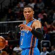 Russell Westbrook of the Oklahoma City Thunder calls out to his teammates during the game against the Atlanta Hawks on December 5, 2016 in Atlanta