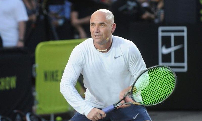 Tennis player Andre Agassi attends Nike's "NYC Street Tennis" event on August 24, 2015 in New York City