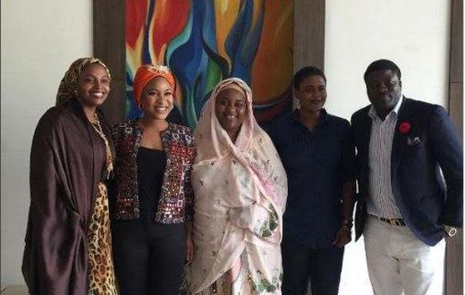 Tonto Dikeh with the first lady of Kebbi state, Hajiya Aisha Atiku Bagudu and other NGO founders.