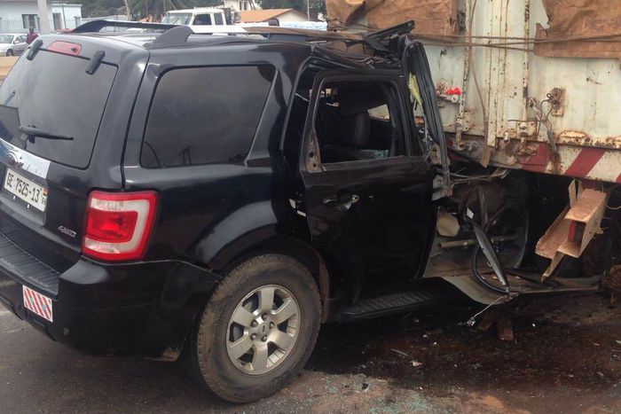 The accident occurred when the Ford vehicle, with the registration number GE 7525 13 rammed into a stationary fully loaded tipper truck.