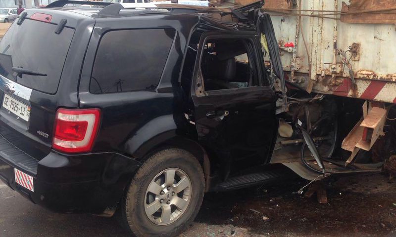 The accident occurred when the Ford vehicle, with the registration number GE 7525 13 rammed into a stationary fully loaded tipper truck.