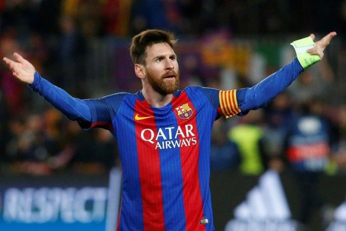 Barcelona's Lionel Messi celebrates at the end of their Champions League match against Paris Saint-Germain at the Camp Nou stadium in Barcelona on March 8, 2017