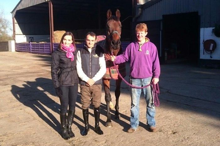 James Paget (C) has made a remarkable journey from homelessness to race jockey through the help of the Greatwood Charity