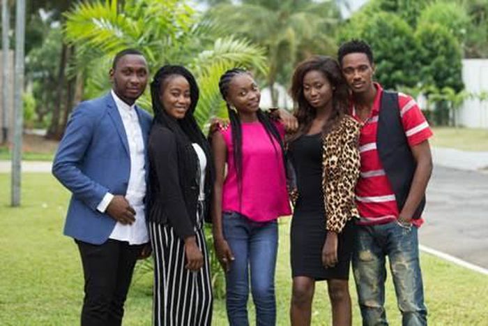 The finalists, from left: Moses Ugheighele (MOS), Sedem Afaglo (SED), Fathia Gyimah (FAT), Ama Yeboah (AMA), and Harry Gantuah (HAR)