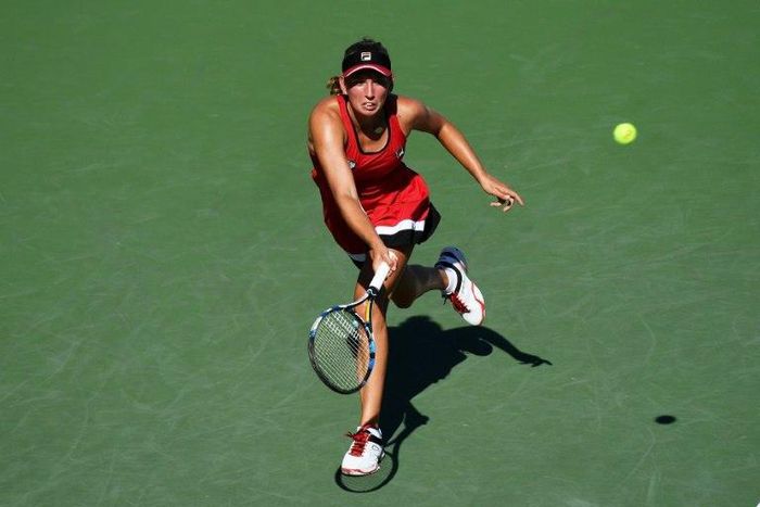 Elise Mertens (pictured) became the third qualifier to win the 2017 Hobart title following Mona Barthel in 2012 and Garbine Muguruza in 2014