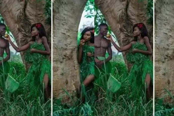 Adam and Eve theme pre-wedding shoot