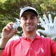 Justin Thomas of the United States celebrates after scoring a 59 during the first round of the Sony Open In Hawaii at Waialae Country Club on January 12, 2017 in Honolulu, Hawaii