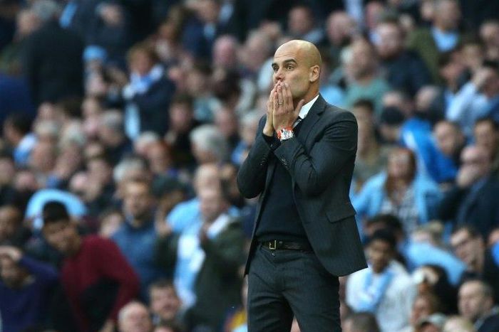 Manchester City's Spanish manager Pep Guardiola looks on during his English Premier League football match against Everton in Manchester, north west England, on October 15, 2016
