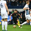 Manchester City's Sergio Aguero takes on the West Brom defence during the match at The Hawthorns stadium on October 29, 2016