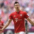 Bayern Munich's Robert Lewandowski celebrates after scoring a goal during their German first division Bundesliga match against Schalke 04, in Gelsenkirchen, on April 1, 2017