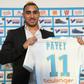 Dimitri Payet poses with his Marseille jersey during a press conference at the Robert-Louis Dreyfus Stadium in southern France, on January 30, 2017