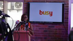 Busy 4G General Manager, Linda, speaking at the re-launch