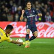 Toulouse's goalkeeper Alban Lafont stops the ball kicked by Paris Saint-Germain's forward Edinson Cavani on February 19, 2017 at the Parc des Princes Stadium in Paris