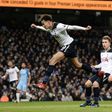 Tottenham Hotspur's midfielder Dele Alli (2nd R) jumps to head their first goal past Manchester City's goalkeeper Claudio Bravo on January 21, 2017