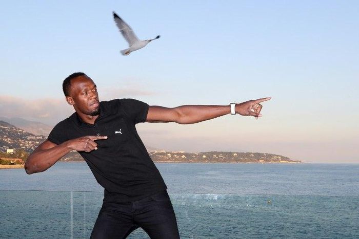 Nine-time Olympic champion Usain Bolt poses at the 204th IAAF Council meeting in Monaco on December 2, 2016, after winning a sixth Athlete of the year award