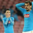 Napoli's Manolo Gabbiadini reacts after missing a shot against Dynamo Kiev on November 23, 2016 at the San Paolo stadium in Naples