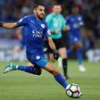 Leicester City's midfielder Riyad Mahrez runs with the ball during the English Premier League football match between Leicester City and Tottenham Hotspur at King Power Stadium in Leicester, central England on May 18, 2017