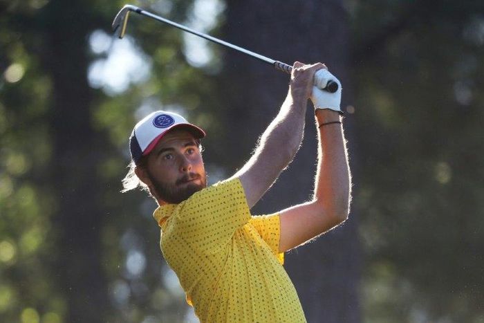 Amateur Curtis Luck of Australia hits a tee shot on the fourth hole at Augusta National Golf Club on April 4, 2017