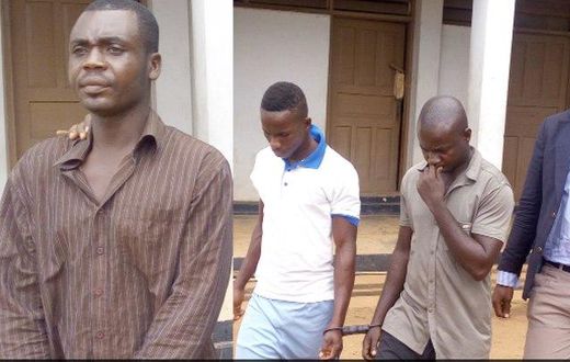 Kwame Tuffuor (left), Evans Asare (middle) and Richmond Bio at the court premises