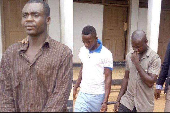 Kwame Tuffuor (left), Evans Asare (middle) and Richmond Bio at the court premises