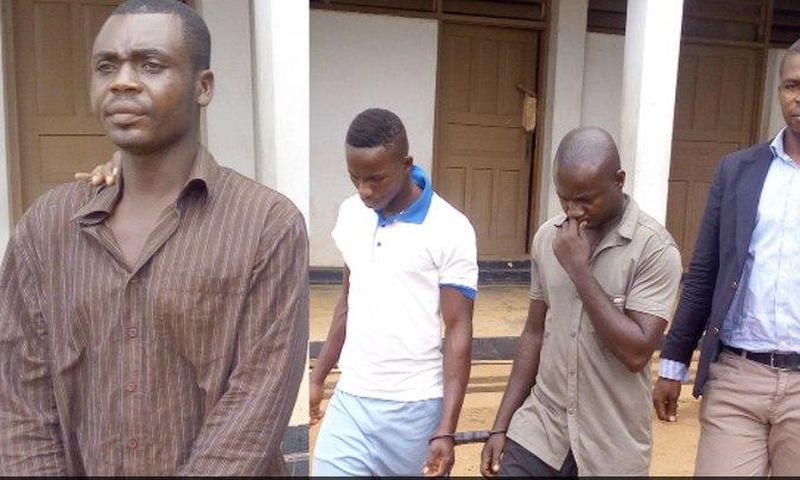 Kwame Tuffuor (left), Evans Asare (middle) and Richmond Bio at the court premises