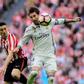 Athletic Bilbao's Aritz Aduriz vies with Real Madrid's Sergio Ramos (right) during their Spanish league match at the San Mames stadium in Bilbao on March 18, 2017