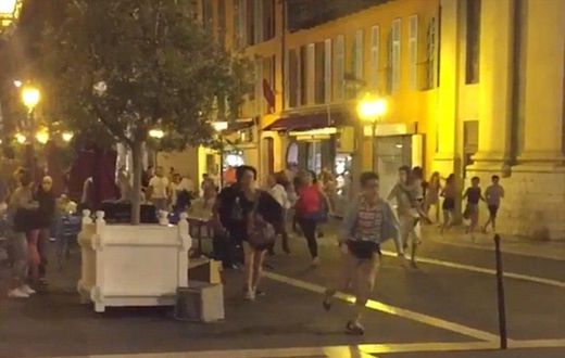 People running for safety after the crash in Nice, France