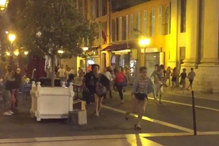 People running for safety after the crash in Nice, France
