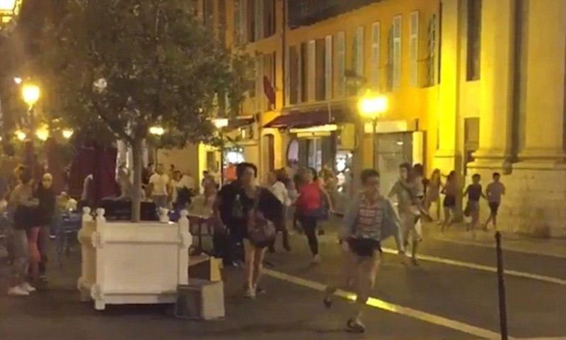People running for safety after the crash in Nice, France
