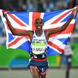 Britain's Mo Farah celebrating winning the Men's 5000m Final during the athletics event at the Rio 2016 Olympic Games on August 20, 2016