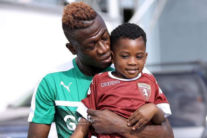Afriyie Acquah and his son at Black Stars' training