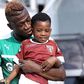 Afriyie Acquah and his son at Black Stars' training