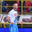 Napoli's Marek Hamsik celebrates after scoring against Bologna during their Serie A match on February 4, 2017